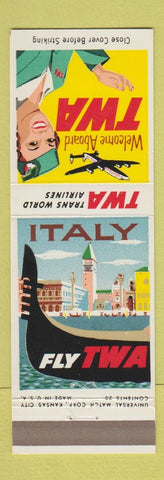 Matchbook Cover - TWA Airlines Italy girlie