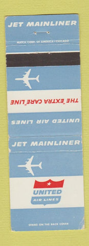 Matchbook Cover - United Airlines Jet Mainliner WEAR