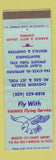 Matchbook Cover - Hawke Flying Service Modesto CA Airport