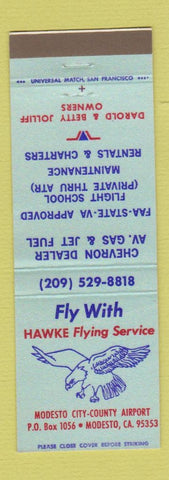Matchbook Cover - Hawke Flying Service Modesto CA Airport