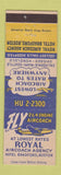Matchbook Cover - Royal Aircoach Airline Hotel Bradford Boston MA