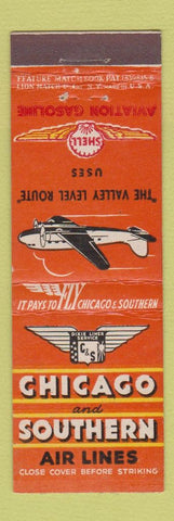 Matchbook Cover - Chicago and Southern Airlines Shell oil gas