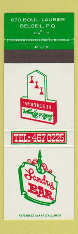 Matchbook Cover - landry Bar Beloeil QC