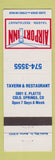 Matchbook Cover - Airport Inn Tavern Restaurant Colorado Springs