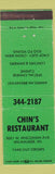 Matchbook Cover - Chin's Restaurant Milwaukee WI