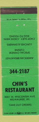 Matchbook Cover - Chin's Restaurant Milwaukee WI