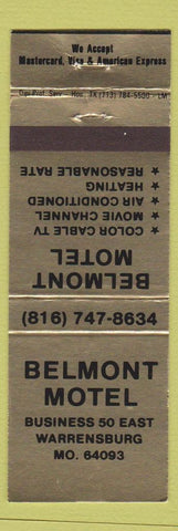 Matchbook Cover - Belmont Motel Warrensburg MO