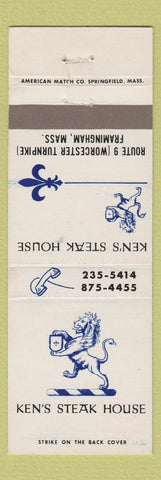 Matchbook Cover - Ken's Steak House Framingham MA