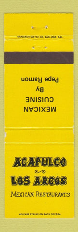 Matchbook Cover - Acapulco Los Arcos Mexican Anaheim Arcadia Encino Van Nuys CA
