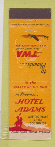 Matchbook Cover - Hotel Adams Phoenix AZ TWA Airlines