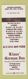 Matchbook Cover - Klaus' German Inn Frankfort IL