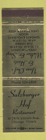 Matchbook Cover - Salzburger Hof Restaurant Chicago IL