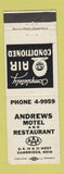 Matchbook Cover - Andrews Motel Restaurant Cambridge OH Eskimo