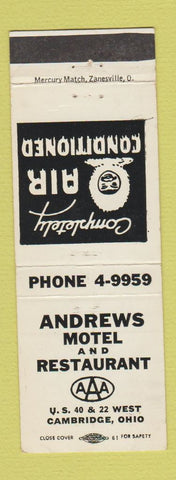 Matchbook Cover - Andrews Motel Restaurant Cambridge OH Eskimo