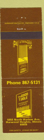 Matchbook Cover - The Good Table Restaurant Harwood Heights IL