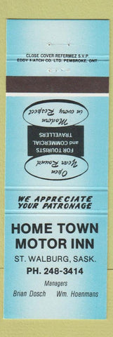 Matchbook Cover - Home Town Motor Inn St Walburg SK BLUE