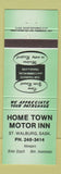 Matchbook Cover - Home Town Motor Inn St Walburg SK GREEN