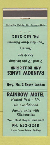 Matchbook Cover - Rainbow Motel Roller Rink London ON GREEN #1
