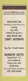 Matchbook Cover - Rainbow Motel Roller Rink London ON WHITE