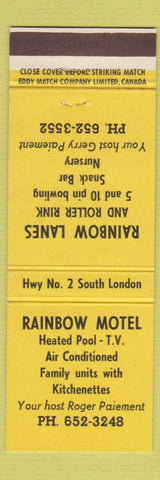 Matchbook Cover - Rainbow Motel Roller Rink London ON YELLOW