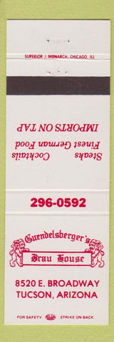 Matchbook Cover - Guendelsberger's Brau House Tucson AZ