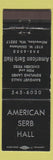 Matchbook Cover - American Serb Hall Milwaukee WI bowling