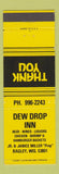 Matchbook Cover - Dew Drop Inn Bagley WI YELLOW