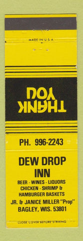 Matchbook Cover - Dew Drop Inn Bagley WI YELLOW