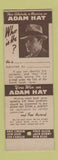 Matchbook Cover - Adam Hats Celebrity SAMPLE
