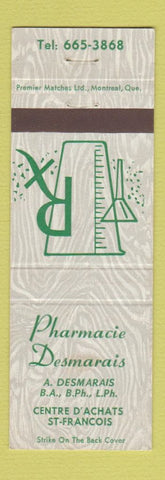 Matchbook Cover - Pharmacie Desmarais ST Francois QC WEAR