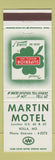 Matchbook Cover - Martin Motel Rolla MO Route 66 WEAR