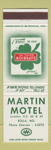 Matchbook Cover - Martin Motel Rolla MO Route 66 WEAR