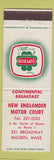 Matchbook Cover - New Englander Motor Inn Malden MA