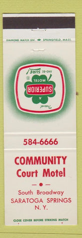 Matchbook Cover - Community Court Motel Saratoga Springs NY
