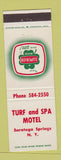 Matchbook Cover - Turf and Spa Motel Saratoga Springs NY