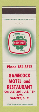 Matchbook Cover - Gamecock Motel Restaurant Santee SC