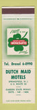 Matchbook Cover - Dutch Maid Motels Springfield NJ