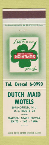 Matchbook Cover - Dutch Maid Motels Springfield NJ