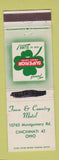 Matchbook Cover - Town and Country Motel Cincinnati OH WEAR
