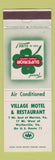 Matchbook Cover - Village Motel Restaurant Wytheville VA
