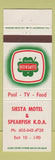 Matchbook Cover - Siesta Motel Spearfish KOA