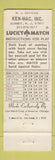 Matchbook Cover - Ken Mac Danville Flying Service PA Lucky Match WEAR