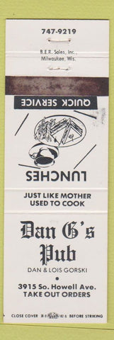 Matchbook Cover - Dan G's Pub WI? WEAR