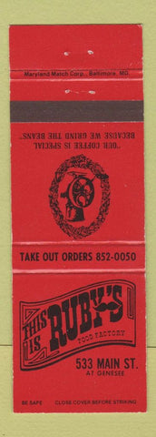 Matchbook Cover - This Is Ruby's Food Factory MD?