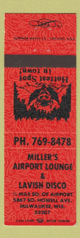 Matchbook Cover - Miller's Airport Lounge Disco Milwaukee WI Devil