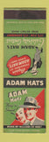 Matchbook Cover - Adam Hats Celebrity SAMPLE