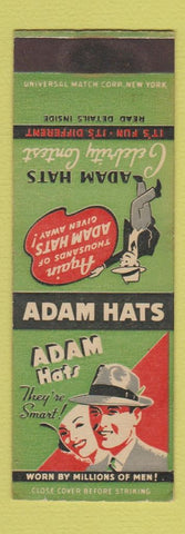 Matchbook Cover - Adam Hats Celebrity SAMPLE