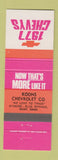 Matchbook Cover - Koons Chevrolet 1977 Wymore Blue Springs NE