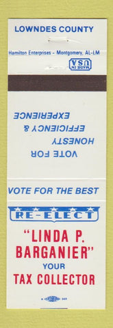 Matchbook Cover - Linda P Barganier Tax Collector Lowndes County