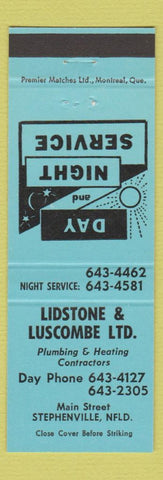 Matchbook Cover - Lidstone Luscombe Plumbing Heating Stephenville NF